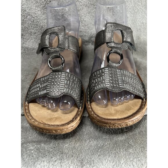 Rieker Women’s 7 EU 37 Silver Embellished Bronze Strappy Leather Flat Sandals - Picture 7 of 8